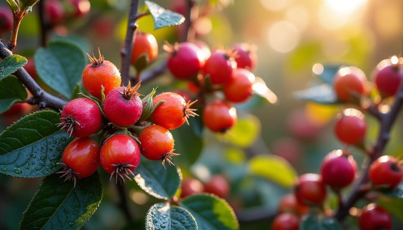 plongez dans l'univers du jardinage enchanté et admirez la beauté des rosiers lorsque leurs fruits colorés embellissent votre jardin, apportant charme et éclat à chaque saison.
