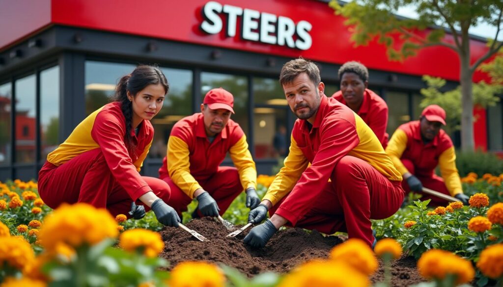 découvrez la vidéo virale où le personnel du fast-food steers se retrouve contraint de faire du jardinage, un moment insolite qui fait le buzz sur les réseaux sociaux.