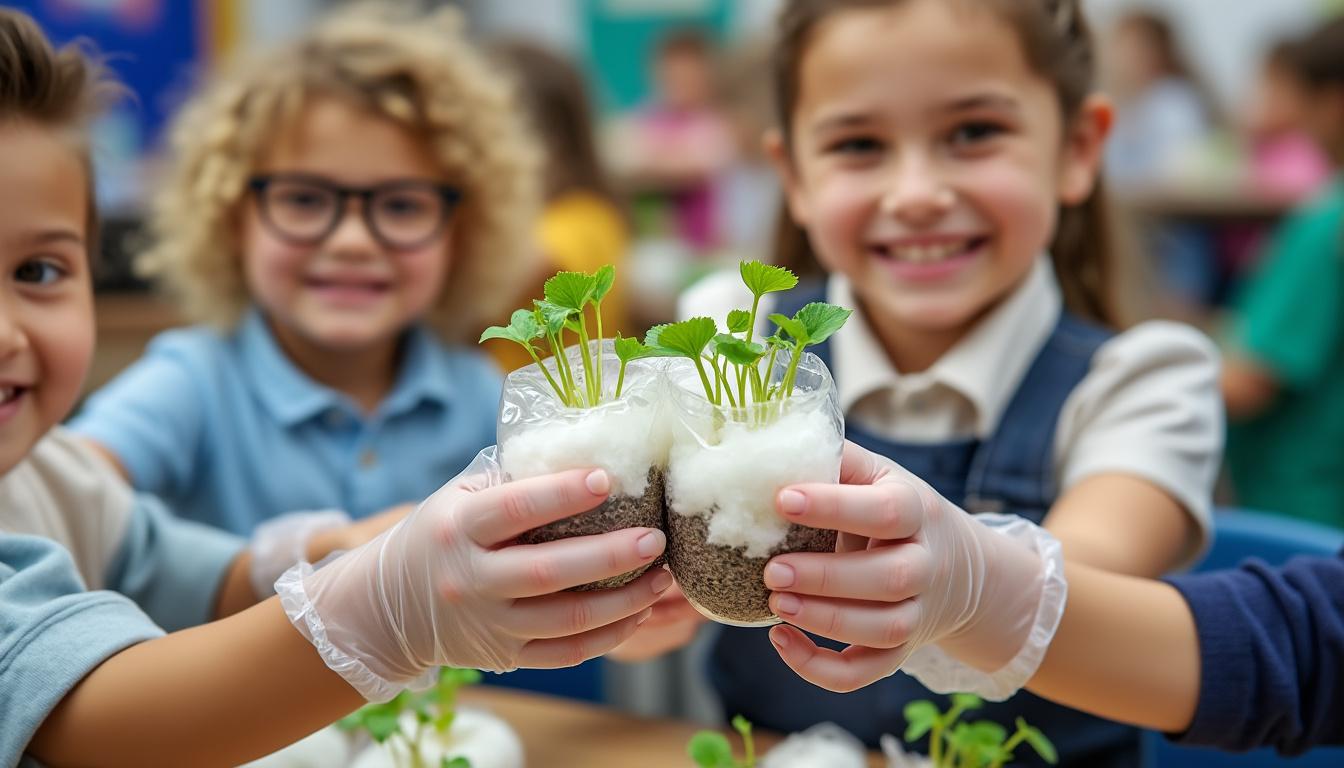 les élèves de l'école élémentaire d'union city découvrent le jardinage avec l'activité ludique « jardiner dans un gant », favorisant apprentissage et plaisir en pleine nature.