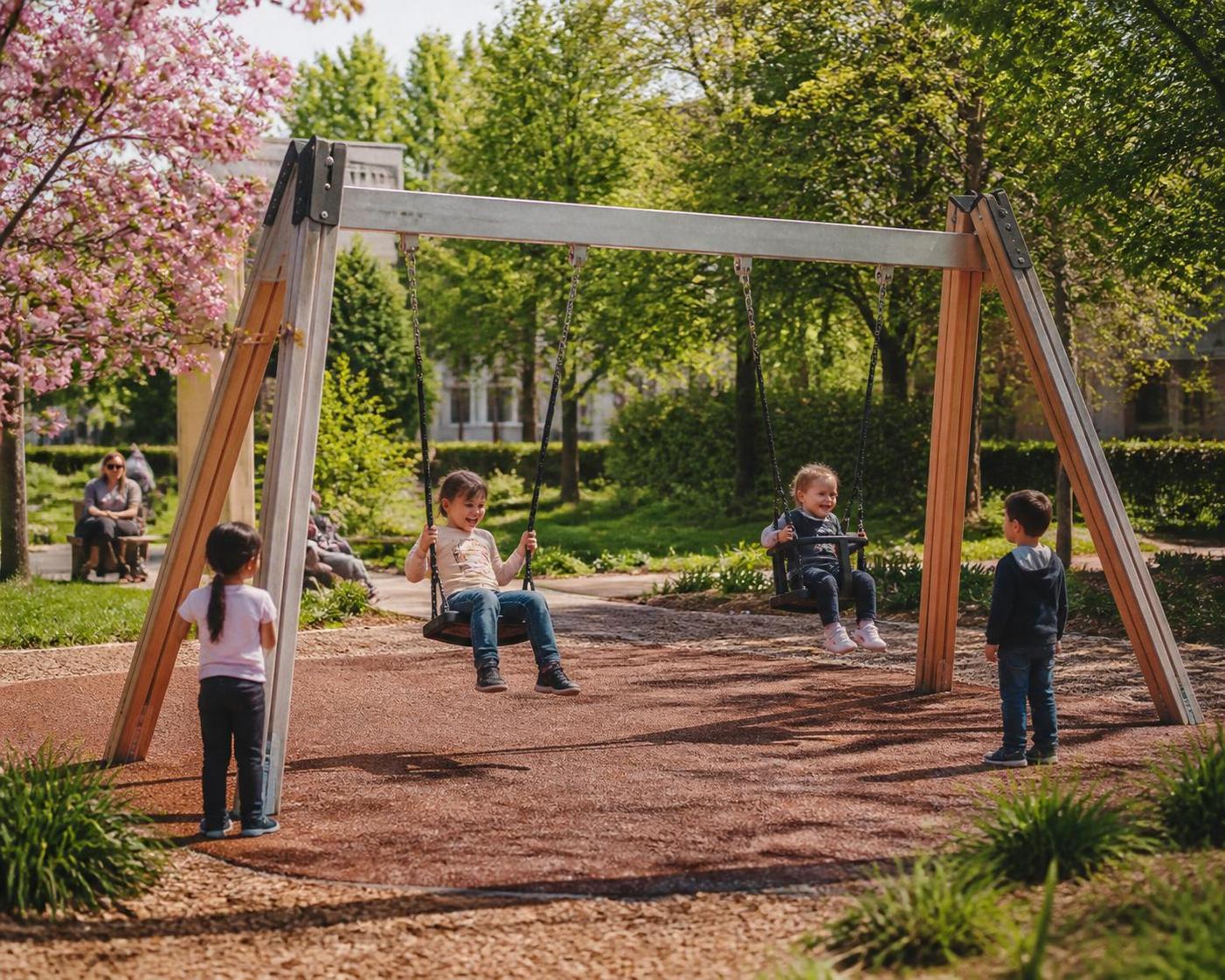 découvrez nos balançoires collectives conçues pour assurer la sécurité et le plaisir de tous les enfants dans les espaces de jeu publics et privés.