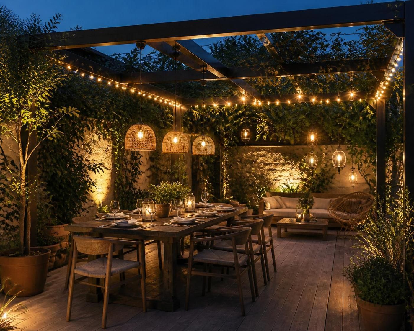 découvrez nos solutions d'éclairage pour pergola et créez une ambiance chaleureuse et élégante pour vos soirées en extérieur.