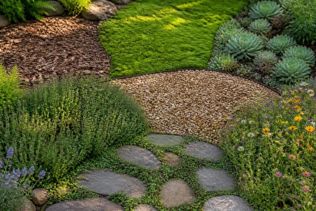 découvrez 7 alternatives au gazon traditionel, idéales pour économiser l'eau tout en gardant un jardin esthétique et durable.