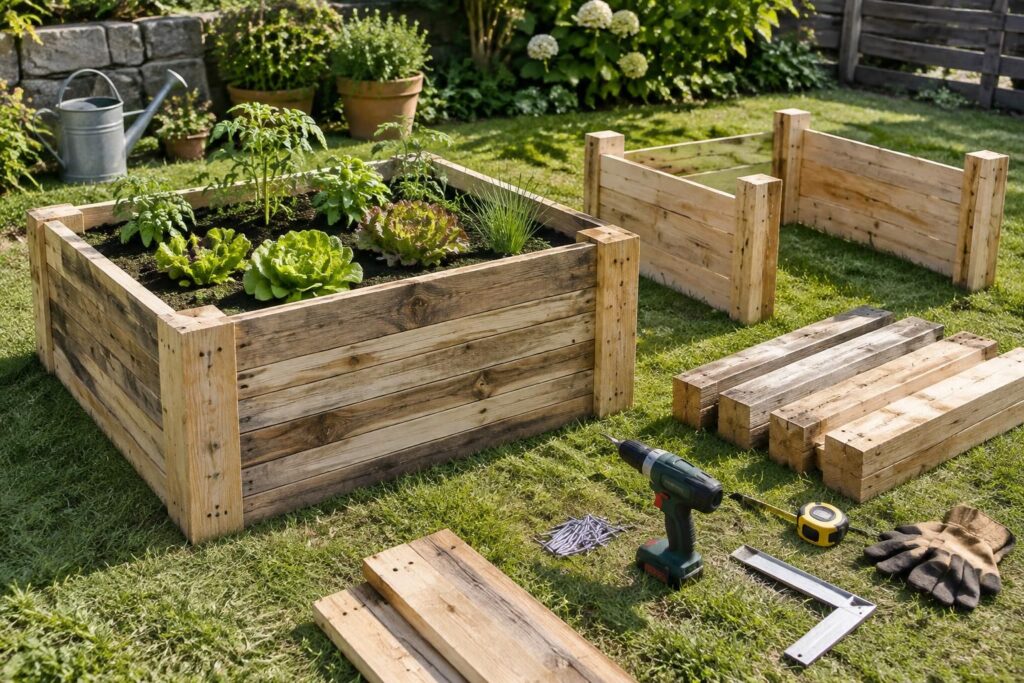 découvrez comment fabriquer un carré potager en palettes grâce à un plan simple et des étapes détaillées pour créer facilement votre potager.